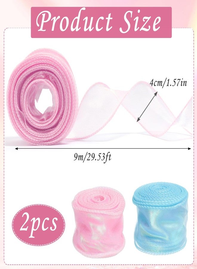 CoolShef شريط أورجانزا من كول شيف، لفتان | شرائط شيفون شفافة لتغليف الهدايا، وباقات الزهور، وتزيين حفلات الزفاف، وأعمال الحفلات اليدوية | لفة شريط ناعم (4 سم × 9 م) - Image 2